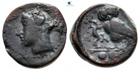 Sicily. Kamarina circa 420-405 BC. Tetras or Trionkion Æ