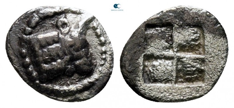 Macedon. Akanthos circa 470-430 BC. 
Hemiobol AR

10 mm., 0,28 g.



very...