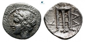 Macedon. Chalkidian League. Olynthos circa 425-420 BC. Hemiobol AR