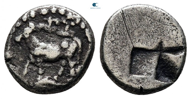 Thrace. Byzantion circa 340-320 BC. 
1/10 Stater AR

10 mm., 1,17 g.



f...