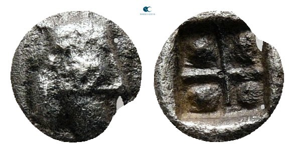 Asia Minor. Uncertain mint circa 450-400 BC. 
Tetartemorion AR

5 mm., 0,14 g...