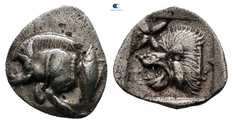 Mysia. Kyzikos circa 480-400 BC. 
Hemiobol AR

9 mm., 0,39 g.



very fin...