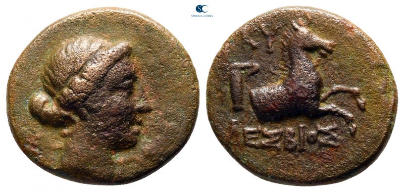 Aiolis. Kyme. ΛΕΣΒΙΟΣ (Lesbios), magistrate circa 250-190 BC. 
Bronze Æ

16 m...