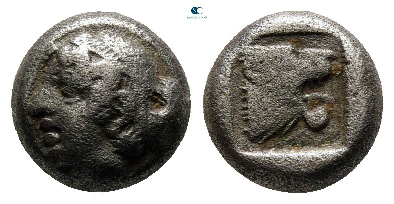 Lesbos. Mytilene circa 480-400 BC. 
Billon Trihemiobol

7 mm., 0,94 g.


...