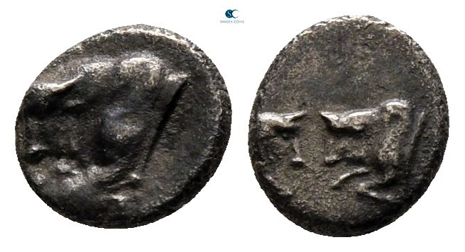 Caria. Uncertain mint circa 500-470 BC. 
Tetartemorion AR

6 mm., 0,32 g.

...