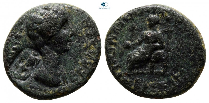 Phrygia. Eumeneia. Agrippina II AD 50-59. Bassa Kleonos, archiereia
Bronze Æ
...