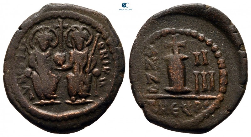 Justin II and Sophia AD 565-578. Theoupolis (Antioch)
Decanummium Æ

19 mm., ...