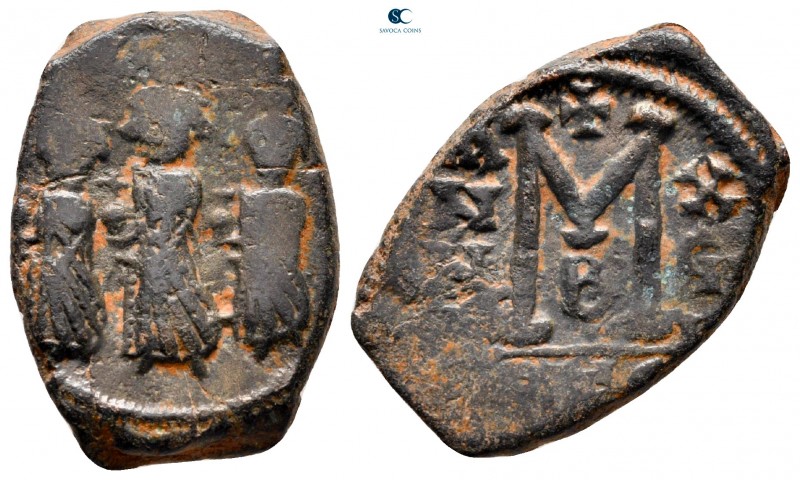 Heraclius & H.Constantine & Martina AD 610-641. Thessalonica
Follis or 40 Nummi...