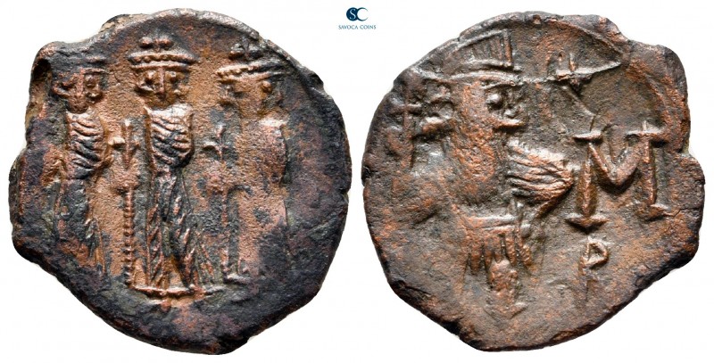 Constans II, with Constantine IV, Heraclius, and Tiberius AD 641-668. Constantin...