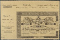 100 Reais. May 14, 1857. Bank of Zaragoza. Series A and with matrix. (Edifil 2017: 126). UNC.