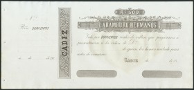 500 Reales de Vell\u00f3n. (1870ca). Aramburu Hermanos, C\u00e1diz (matrix on the left). To better understand the contextualization of this banknote, ...