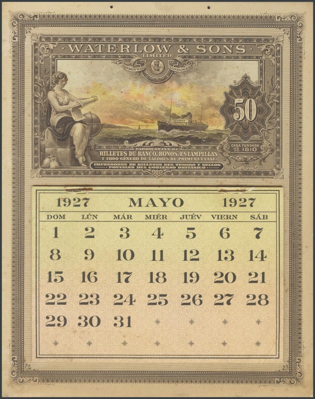 Spectacular calendar of the year 1927 (the pages are from the month of May) edit...
