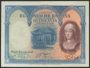 500 pesetas. July 24, 1927. No series and numbering after 1602000. (Edifil 2017: 352). It retains some of the original sizing. AU.