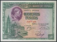 500 pesetas. August 15, 1928. Without series. (Edifil 2017: 356). UNC.