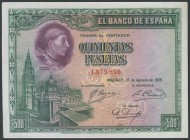 500 pesetas. August 15, 1928. Without series. (Edifil 2017: 356). Original sizing. AU.