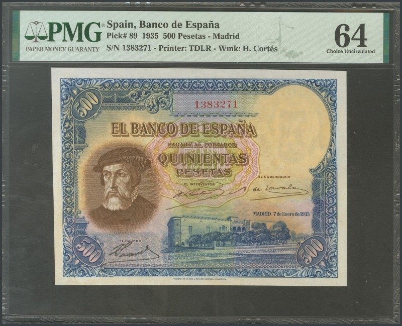 500 pesetas. January 7, 1935. Without series. (Edifil 2017: 365). UNC. PMG64 pac...