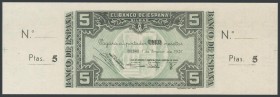 5 Pesetas. January 1, 1937. Bilbao branch, formerly owned by Caja de Ahorros and Monte de Piedad Municipal de Bilbao. Without series and without numbe...