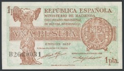 1 peseta. 1937. Series B. (Edifil 2017: 392). UNC.