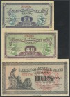 25 Cents, 50 Cents and 2 Pesetas. 1937. Without series. (Edifil 2017: 394, 395, 398). UNC\/ AU.
