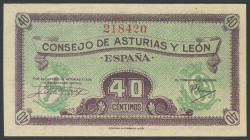 40 cents. 1937. Council of Asturias and Le\u00f3n. (Edifil 2017: 395). UNC.