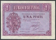 1 peseta. October 12, 1937. Series A. (Edifil 2017: 425). UNC.
