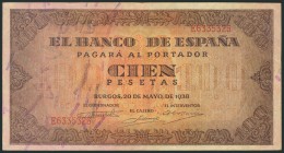 100 Pesetas. May 20, 1938. Series E. (Edifil 2017: 432a). VF.