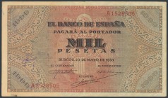 1000 Pesetas. May 20, 1938. Series A. (Edifil 2017: 434). VG.