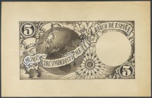(1948ca). Project of a 5 Pesetas note. We do not have enough information to date it, although due to the style, art, face value and proportions of the...