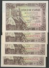 Set of 4 correlative 1 Peseta banknotes issued on June 15, 1945 of the G series (Edifil 2017: 448a), all of them with original sizing. UNC.
