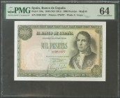 1000 Pesetas. November 4, 1949. Without series. (Edifil 2017: 458). Very rare in this quality. UNC. Encapsulated PMG64 (to get an idea of the rarity o...