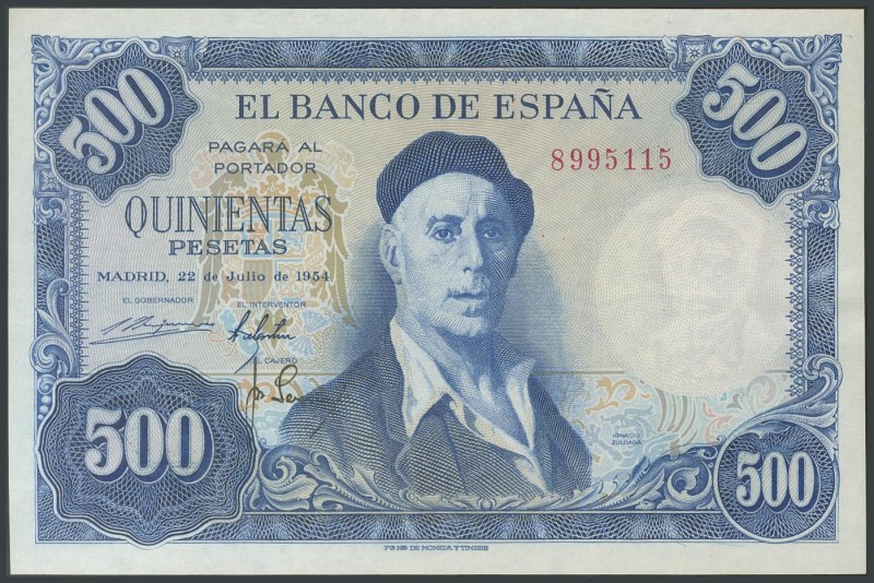 500 pesetas. July 22, 1954. Without series. (Edifil 2017: 468). UNC.