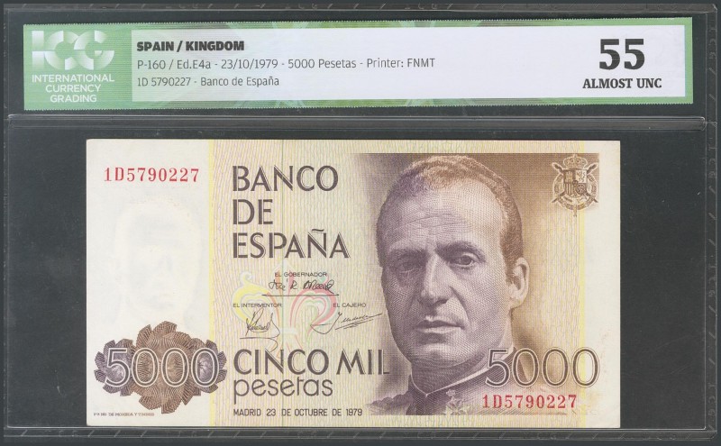 5000 Pesetas. October 23, 1979. Series 1D. (Edifil 2017: 478a). Package ICG55. A...