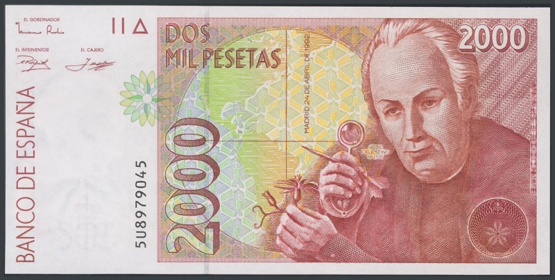 2000 Pesetas. April 24, 1992. Series 5U. (Edifil 2017: 482Ab). UNC.