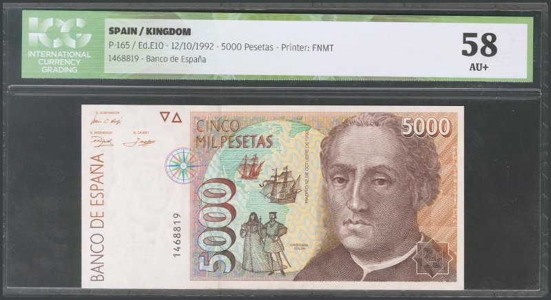 5000 Pesetas. October 12, 1992. Without series. (Edifil 2017: 484). Encapsulated...