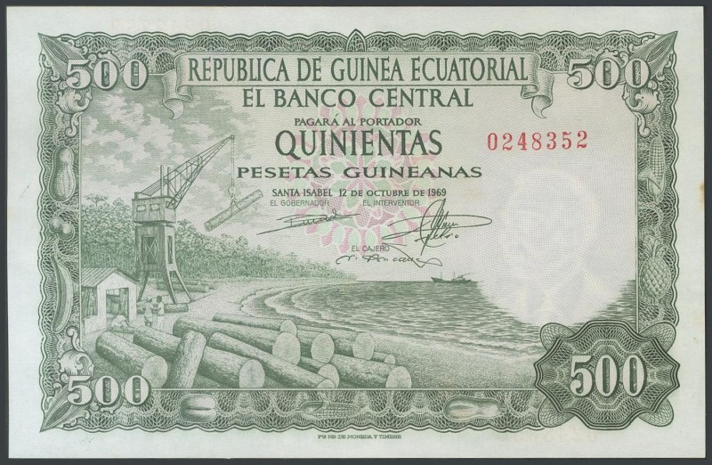 EQUATORIAL GUINEA. 500 pesetas. October 12, 1969. Without series. (Pick: 2). UNC...