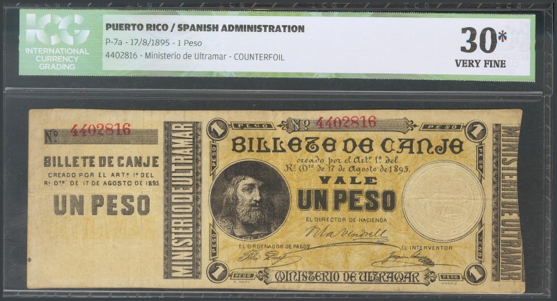 PUERTO RICO. 1 Weight. August 17, 1895. Exchange ticket. Without series and with...