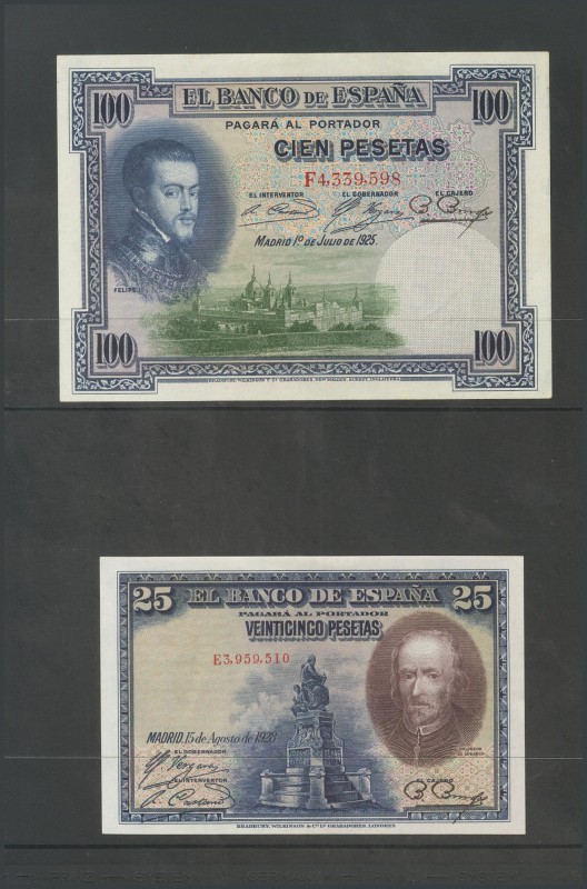 Set of 19 Bank of Spain notes issued on various dates and many of them with very...