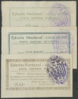 POBLA DE SEGUR (LERIDA). 25 Cents, 5 Pesetas and 10 Pesetas. April 7, 1937. (Gonz\u00e1lez: 5930, 5934, 5935). AU\/ UNC.