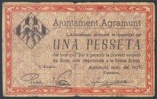 AGRAMUNT (LERIDA). 1 peseta. March 1937. (Gonz\u00e1lez: 6013). VG.