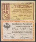 AGRAMUNT (LERIDA). 50 Cents and 1 Peseta. March 1937. (Gonz\u00e1lez: 6012\/13). F.