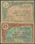 ALELLA (BARCELONA). 25 Cents and 1 Peseta. (1938ca). (Gonz\u00e1lez: 6158, 6160). F.