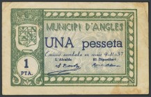 ANGLES (GERONA). 1 peseta. November 9, 1937. (Gonz\u00e1lez: 6294). F.