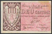 BAIX MONTSENY (BARCELONA). 10 cents. November 17, 1937. (Gonz\u00e1lez: 6480). VF.