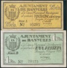BANYOLES (GERONA). 25 Cents and 1 Peseta. August 17, 1937. Series A and B. (Gonz\u00e1lez: 6506\/07). G\/ F.
