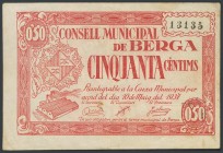 BERGA (BARCELONA). 50 Cents. May 10, 1937. (Gonz\u00e1lez: 7037). F.