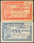 BERGA (BARCELONA). 50 Cents and 1 Peseta. May 10, 1937. (Gonz\u00e1lez: 7037\/38). G\/ AU.