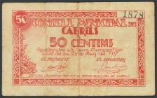 CABRILS (BARCELONA). 50 Cents. May 1937. (Gonz\u00e1lez: 7243). F.