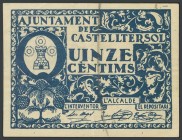 CASTELLTERSOL (BARCELONA). 15 cents. (1938ca). (Gonz\u00e1lez: 7509). VF.