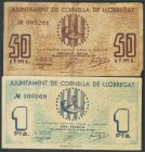 CORNELLA DE LLOBREGAT (BARCELONA). 50 Cents and 1 Peseta. May 20, 1937. (Gonz\u00e1lez: 7685\/86). FR2\/ AU.