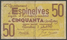 ESPINELVES (GERONA). 50 Cents. July 2, 1937. (Gonz\u00e1lez: 7761). Rare. F.